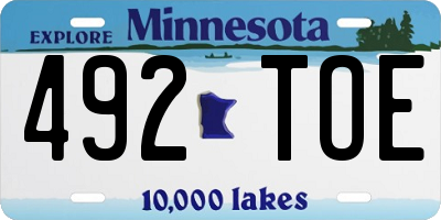 MN license plate 492TOE