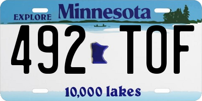 MN license plate 492TOF
