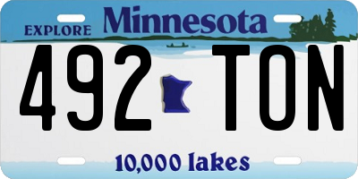 MN license plate 492TON