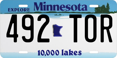 MN license plate 492TOR