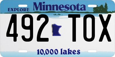 MN license plate 492TOX