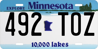 MN license plate 492TOZ
