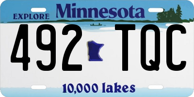 MN license plate 492TQC