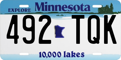 MN license plate 492TQK
