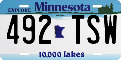 MN license plate 492TSW