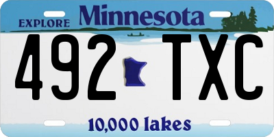 MN license plate 492TXC