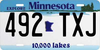 MN license plate 492TXJ