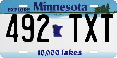 MN license plate 492TXT