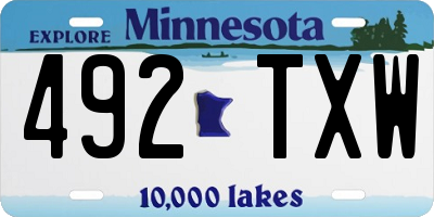 MN license plate 492TXW