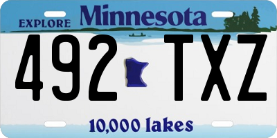 MN license plate 492TXZ