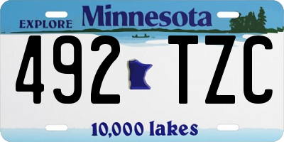 MN license plate 492TZC