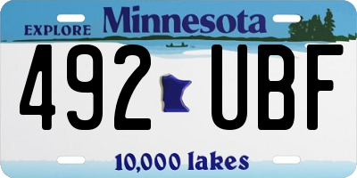 MN license plate 492UBF