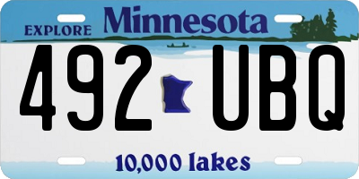 MN license plate 492UBQ