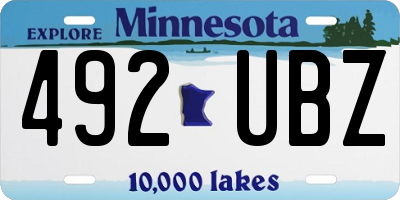 MN license plate 492UBZ