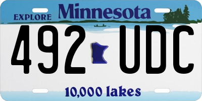 MN license plate 492UDC