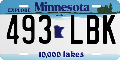 MN license plate 493LBK