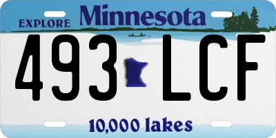 MN license plate 493LCF