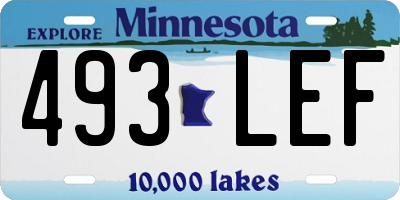 MN license plate 493LEF