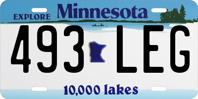 MN license plate 493LEG