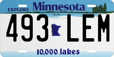 MN license plate 493LEM