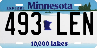 MN license plate 493LEN