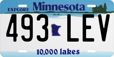 MN license plate 493LEV