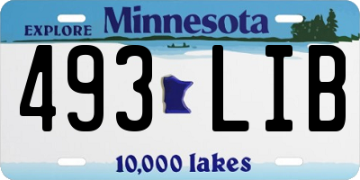 MN license plate 493LIB