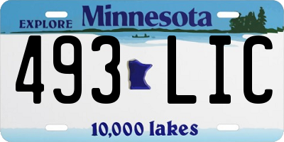 MN license plate 493LIC