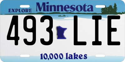 MN license plate 493LIE
