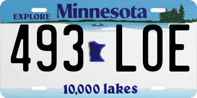 MN license plate 493LOE