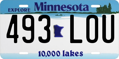 MN license plate 493LOU