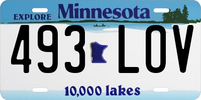 MN license plate 493LOV