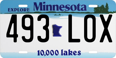 MN license plate 493LOX