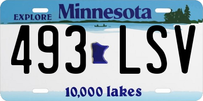 MN license plate 493LSV