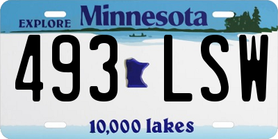 MN license plate 493LSW