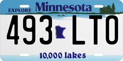 MN license plate 493LTO