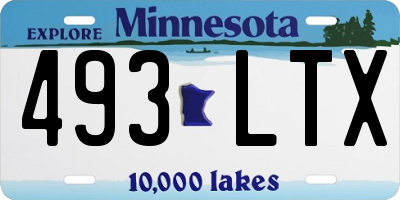 MN license plate 493LTX
