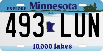 MN license plate 493LUN