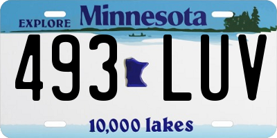 MN license plate 493LUV