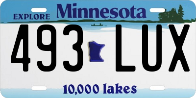 MN license plate 493LUX