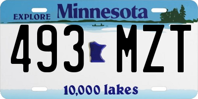 MN license plate 493MZT