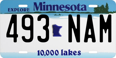 MN license plate 493NAM