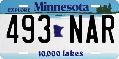 MN license plate 493NAR