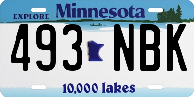MN license plate 493NBK