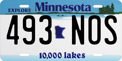 MN license plate 493NOS