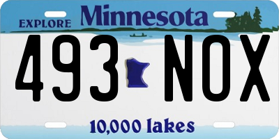 MN license plate 493NOX