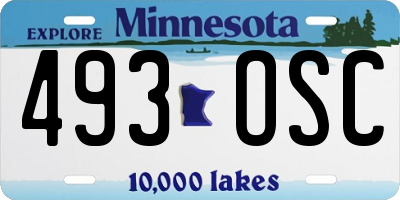 MN license plate 493OSC