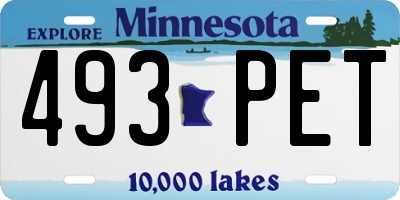 MN license plate 493PET