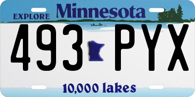 MN license plate 493PYX