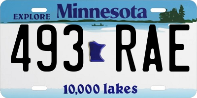 MN license plate 493RAE